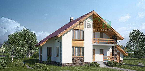 Проект дома Кирпичный дом с мансардой 71-32 Визуализация фасада