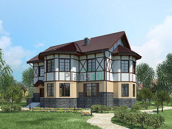Проект дома Кирпичный двухэтажный загородный дом 71-26 Визуализация фасада