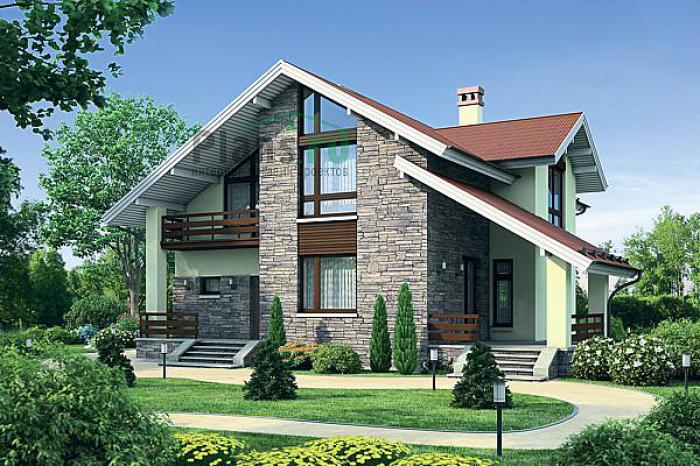 Проект дома Кирпичный загородный дом в один этаж с мансардой 72-29 Визуализация фасада