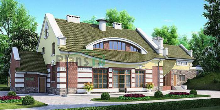 Проект дома Бетонный дом с цоколем и жилой мансардой 52-92 Визуализация фасада