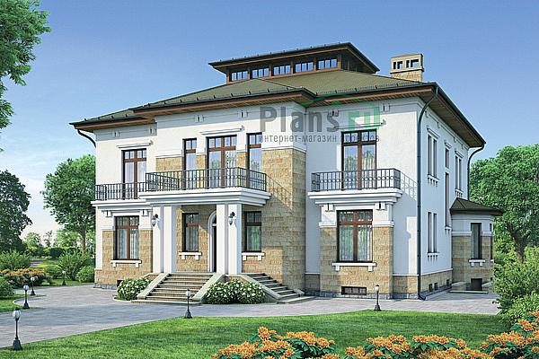Проект дома Кирпичный двухэтажный дом с мансардой и подвалом 37-77 Визуализация фасада