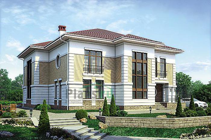 Проект дома Кирпичный жилой дом, два этажа 39-95 Визуализация фасада