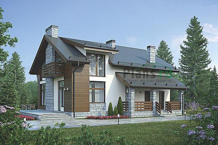 Проект дома Бетонный 1-этажный дом с мансардой 56-00 Визуализация фасада