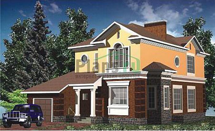 Проект дома Кирпичный жилой дом, 2 этажа 30-61 Визуализация фасада