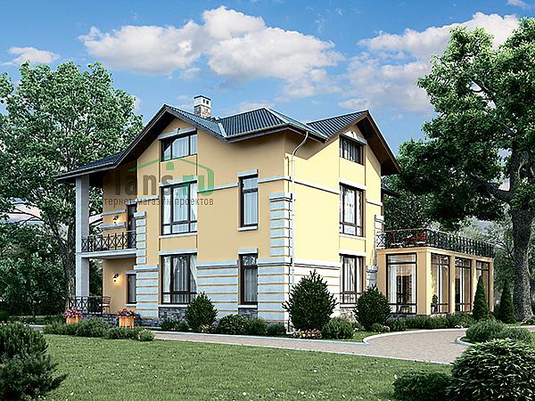 Проект дома Кирпичный 2-х этажный дом с мансардой 39-80 Визуализация фасада