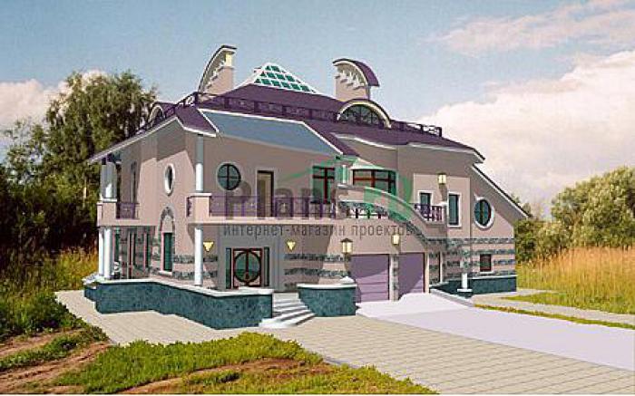 Проект дома Кирпичный двухэтажный дом с подвалом и жилой мансардой 34-19 Визуализация фасада