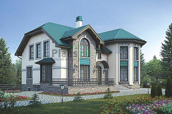 Проект дома Кирпичный дом с мансардой и цокольным этажом 39-18 Визуализация фасада