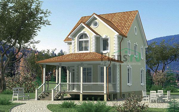 Проект дома Бетонный дом с мансардой и цоколем 53-26 Визуализация фасада