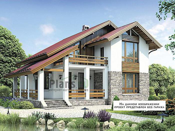 Проект дома Бетонный одноэтажный дом с мансардой 62-92 Визуализация фасада