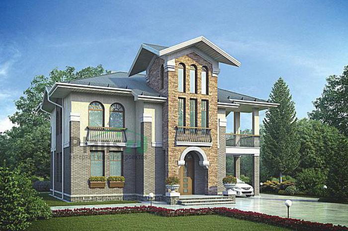 Проект дома Бетонный загородный дом в два этажа плюс мансарда 55-87 Визуализация фасада