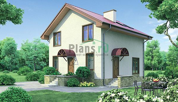 Проект дома Кирпичный одноэтажный дом с мансардой 71-24 Визуализация фасада