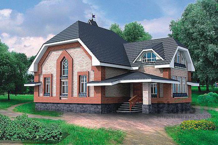 Проект дома Деревянный 1-этажный дом с мансардой 10-37 Визуализация фасада