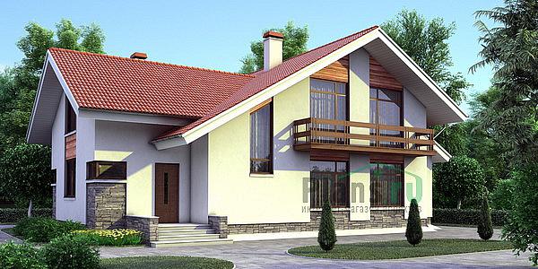 Проект дома Кирпичный 1-этажный дом с мансардой 70-92 Визуализация фасада