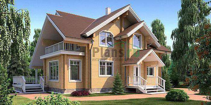Проект дома Деревянный одноэтажный дом с мансардой 11-39 Визуализация фасада