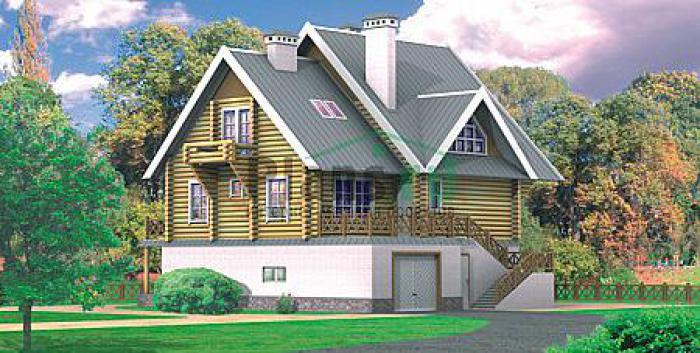 Проект дома  дом с цоколем и жилой мансардой 10-21 Визуализация фасада