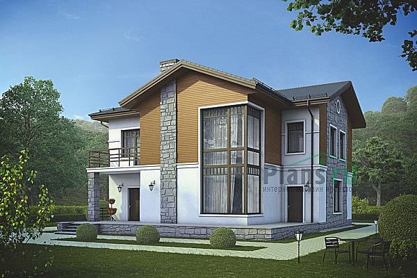 Проект дома Кирпичный жилой дом, два этажа 38-98 Визуализация фасада