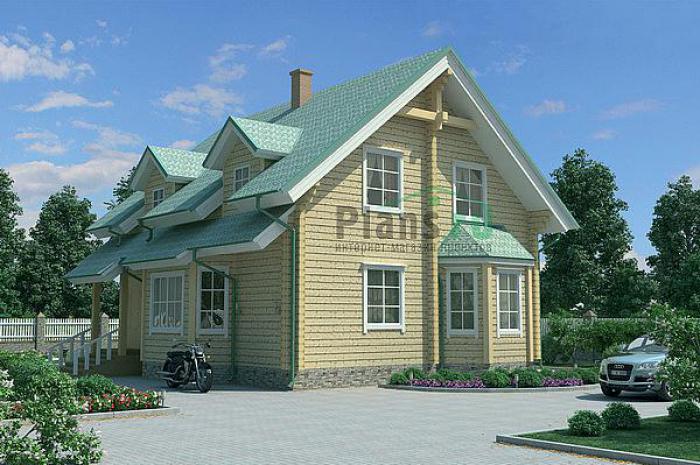 Проект дома Деревянный загородный дом в один этаж с мансардой 11-35 Визуализация фасада