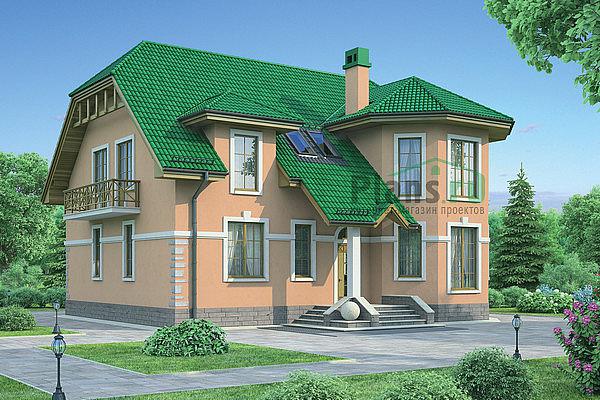 Проект дома Кирпичный загородный дом с мансардой 71-86 Визуализация фасада