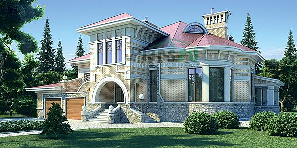 Проект дома Кирпичный двухэтажный дом 36-18 Визуализация фасада