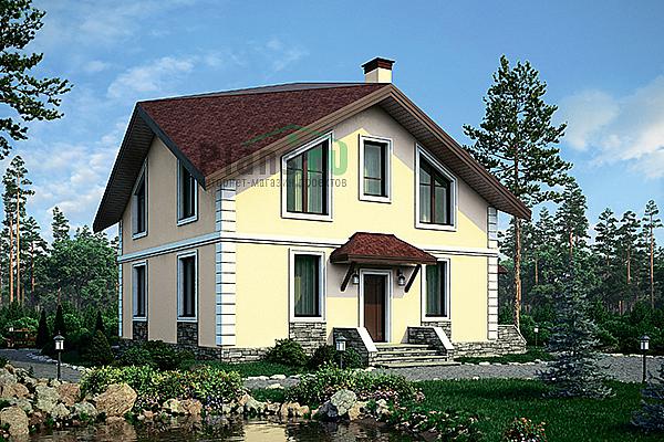Проект дома Бетонный дом с мансардой 56-57 Визуализация фасада