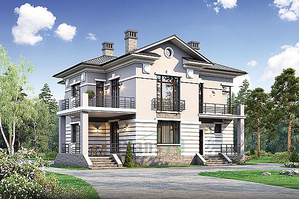 Проект дома Кирпичный двухэтажный загородный дом 73-72 Визуализация фасада
