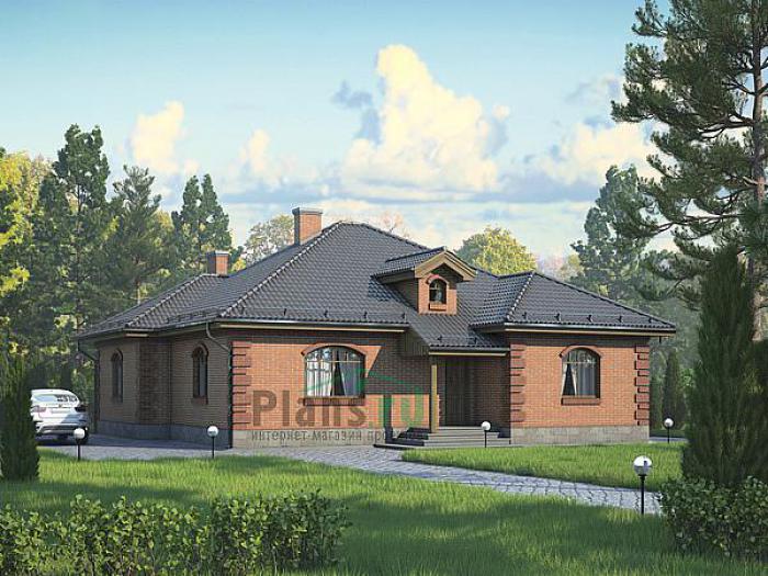 Проект дома Кирпичный дом в 1 этаж 72-67 Визуализация фасада