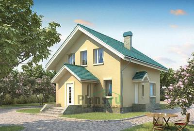Проект дома Кирпичный одноэтажный дом с мансардой 71-14