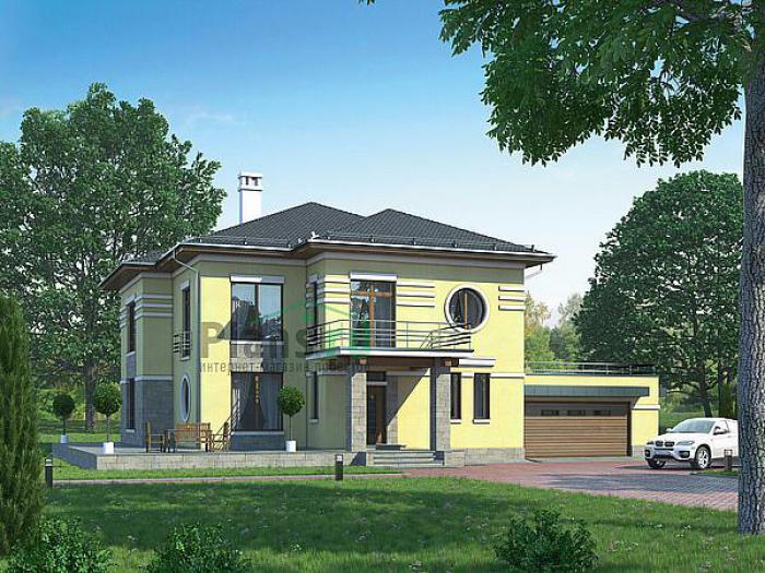 Проект дома Кирпичный жилой дом, 2 этажа 38-84 Визуализация фасада