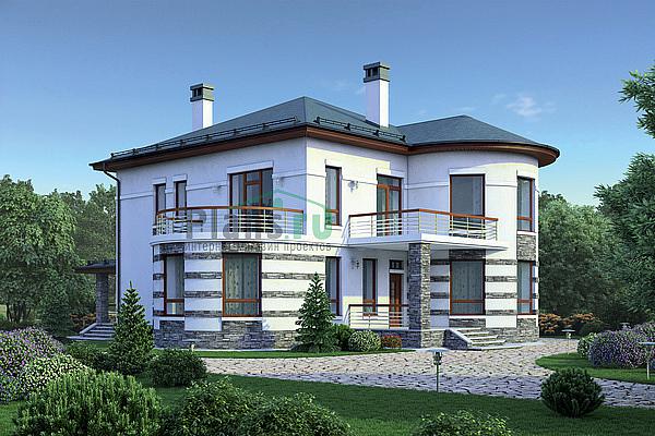 Проект дома Кирпичный двухэтажный дом 38-78 Визуализация фасада