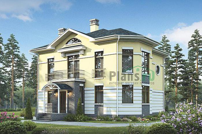 Проект дома Кирпичный жилой дом, два этажа 39-21 Визуализация фасада
