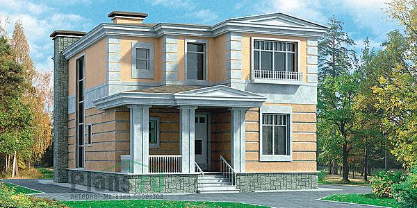 Проект дома Кирпичный двухэтажный дом 33-27 Визуализация фасада