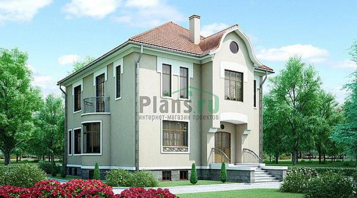 Проект дома Кирпичный двухэтажный дом с подвалом 34-80 Визуализация фасада
