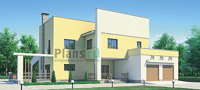 Проект дома Кирпичный дом с цоколем и жилой мансардой 35-67 Визуализация фасада