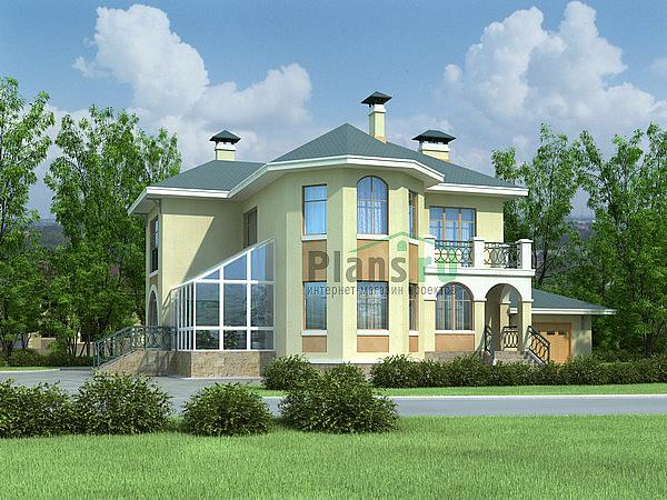 Проект дома Бетонный двухэтажный загородный дом 54-11 Визуализация фасада