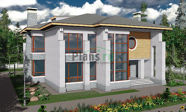 Проект дома Кирпичный двухэтажный загородный дом 40-57 Визуализация фасада