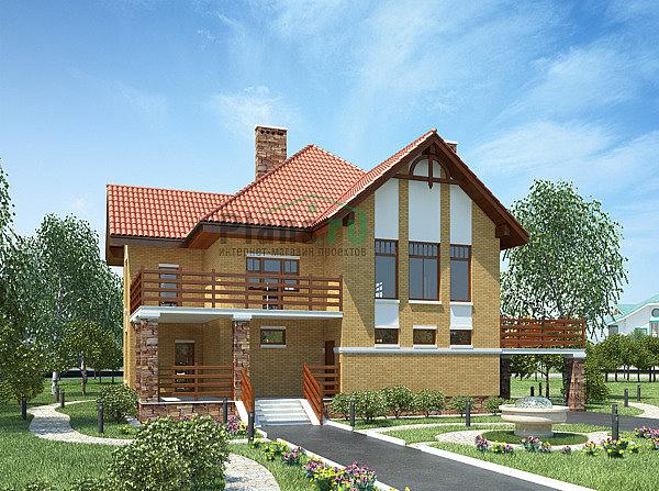 Проект дома Кирпичный жилой дом, 2 этажа 36-48 Визуализация фасада