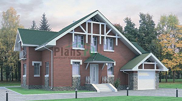 Проект дома Кирпичный одноэтажный дом с мансардой 70-51 Визуализация фасада