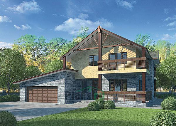 Проект дома Кирпичный дом с мансардой 33-78 Визуализация фасада