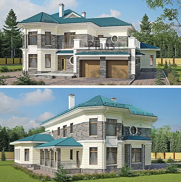 Проект дома Кирпичный двухэтажный дом 41-53 Визуализация фасада