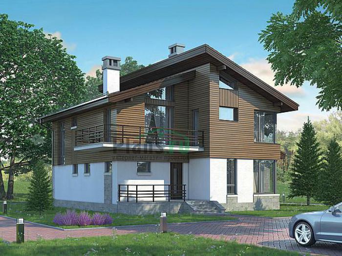 Проект дома Кирпичный мансардный дом 72-91 Визуализация фасада