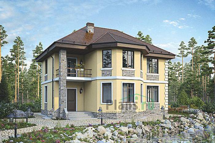Проект дома Бетонный двухэтажный дом 58-34 Визуализация фасада