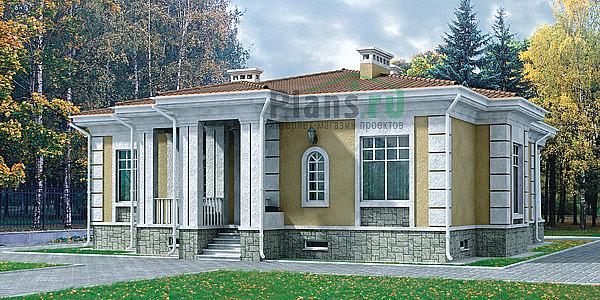 Проект дома Кирпичный загородный дом 33-20 Визуализация фасада