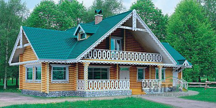 Проект дома Деревянный мансардный дом 10-67 Визуализация фасада