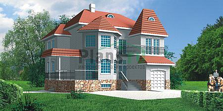 Проект дома Кирпичный двухэтажный дом с подвальными помещениями 31-81 Визуализация фасада