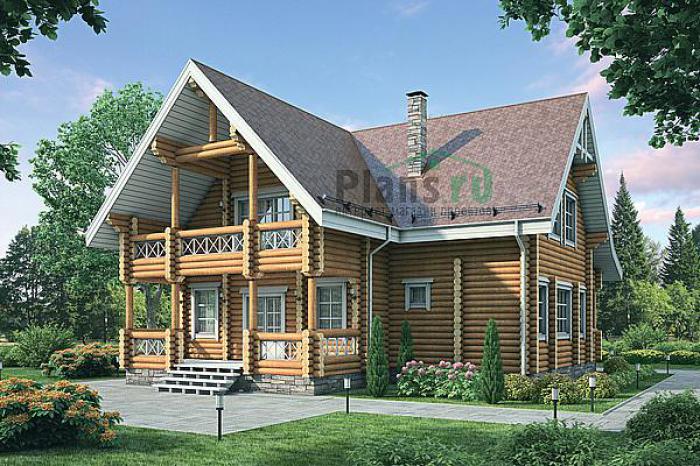 Проект дома Деревянный 1-этажный дом с мансардой 12-17 Визуализация фасада