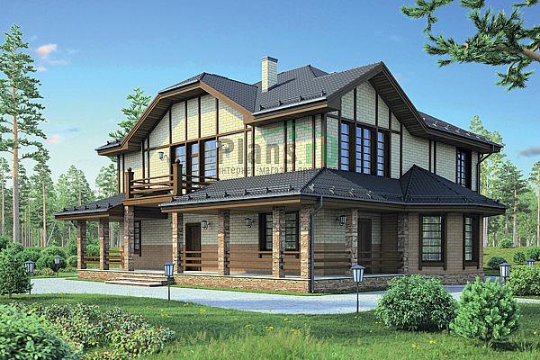 Проект дома Кирпичный загородный дом с мансардой 38-61 Визуализация фасада