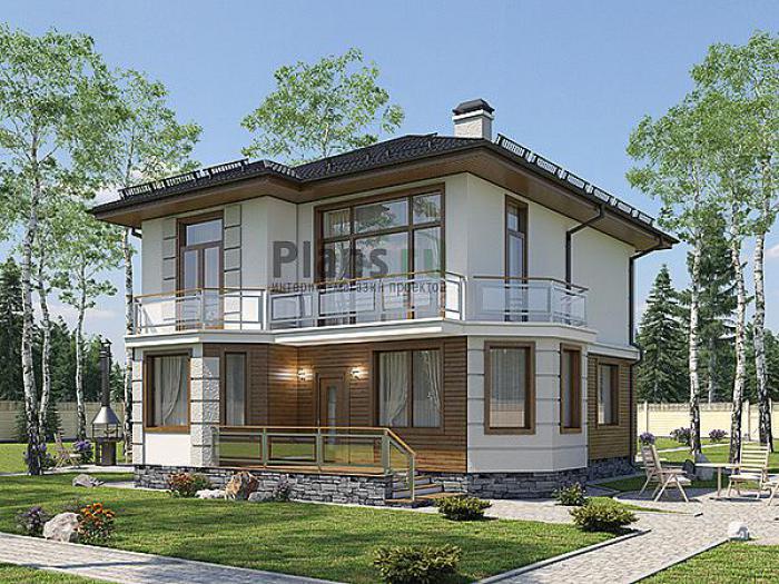 Проект дома Кирпичный двухэтажный загородный дом 43-47 Визуализация фасада