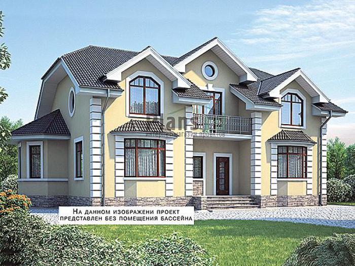 Проект дома Кирпичный загородный дом с мансардой 43-23 Визуализация фасада