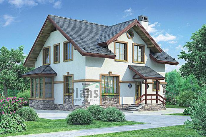 Проект дома Кирпичный загородный дом с мансардой 71-84 Визуализация фасада