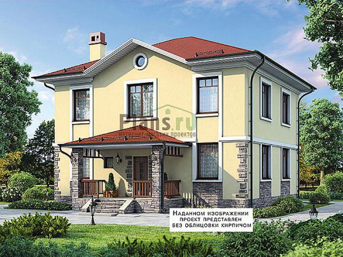 Проект дома Кирпичный двухэтажный загородный дом 42-73 Визуализация фасада